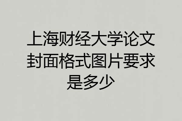 上海财经大学论文封面格式图片要求是多少