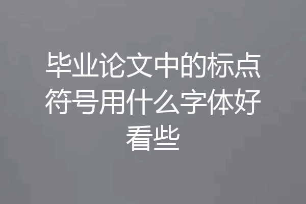 毕业论文中的标点符号用什么字体好看些