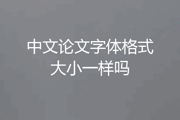 中文论文字体格式大小一样吗