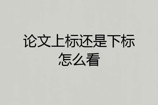 论文上标还是下标怎么看
