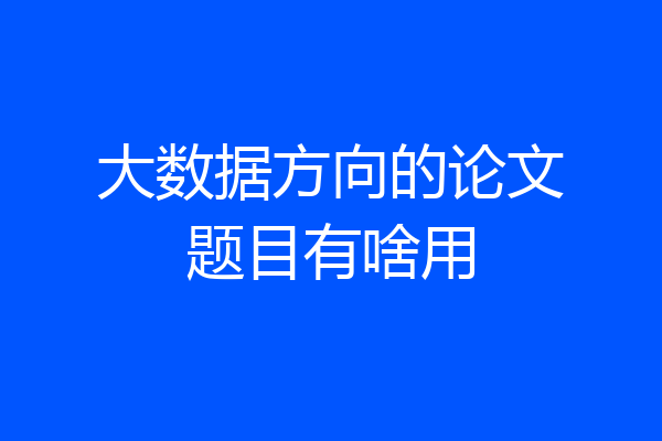大数据方向的论文题目有啥用