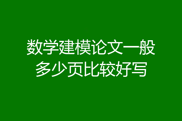 数学建模论文一般多少页比较好写