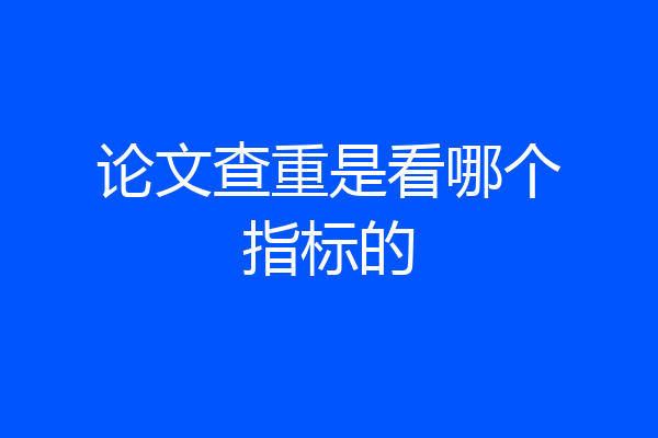 论文查重是看哪个指标的