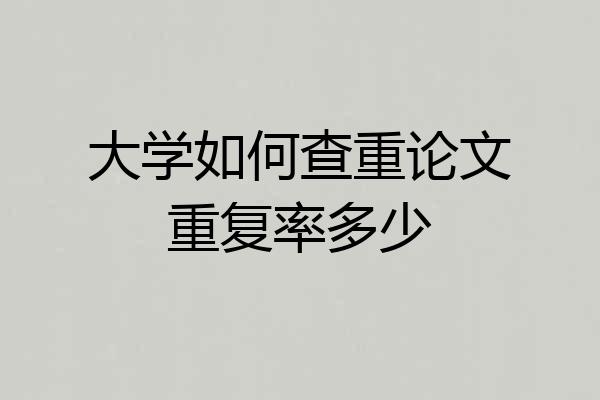 大学如何查重论文重复率多少
