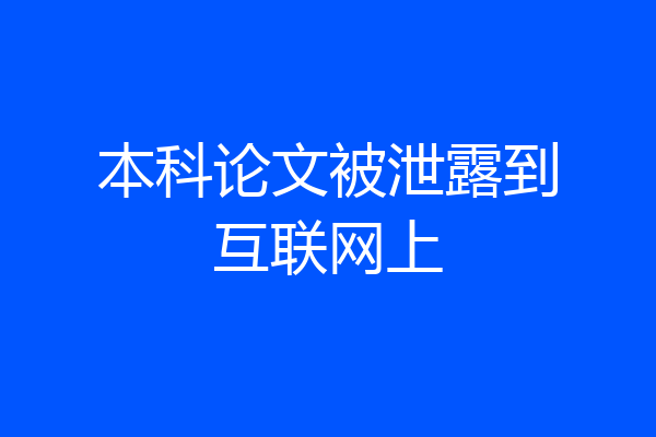 本科论文被泄露到互联网上