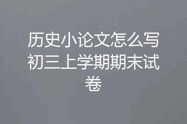 历史小论文怎么写初三上学期期末试卷