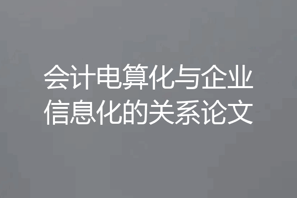 会计电算化与企业信息化的关系论文