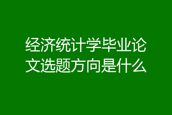 经济统计学毕业论文选题方向是什么