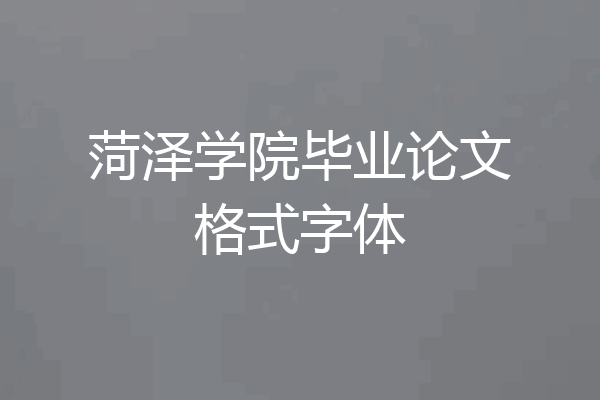 菏泽学院毕业论文格式字体