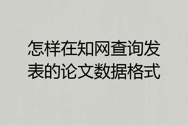 怎样在知网查询发表的论文数据格式