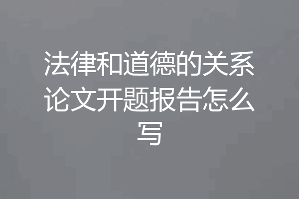 法律和道德的关系论文开题报告怎么写