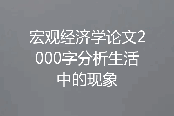 宏观经济学论文2000字分析生活中的现象