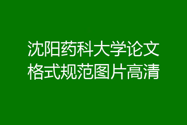 沈阳药科大学论文格式规范图片高清