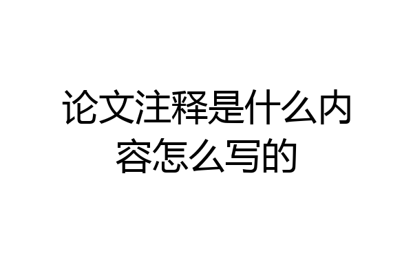 论文注释是什么内容怎么写的