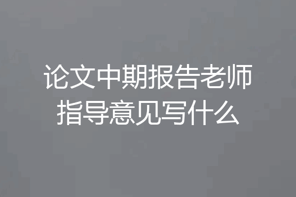 论文中期报告老师指导意见写什么