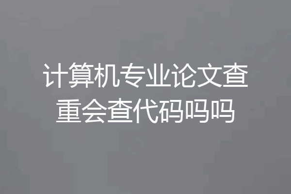 计算机专业论文查重会查代码吗吗
