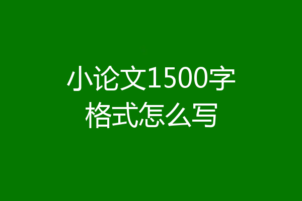 小论文1500字格式怎么写
