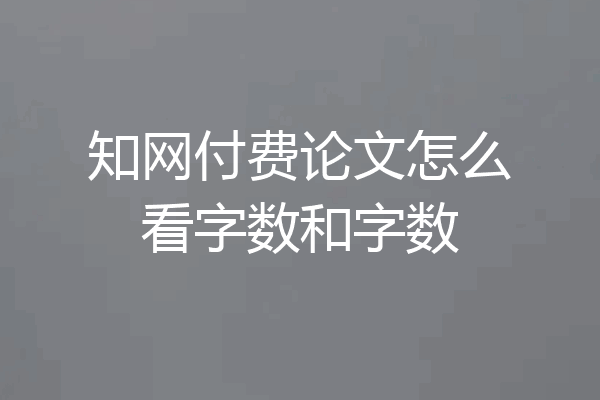 知网付费论文怎么看字数和字数