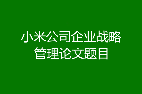 小米公司企业战略管理论文题目
