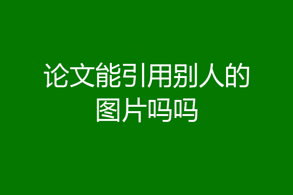 论文能引用别人的图片吗吗