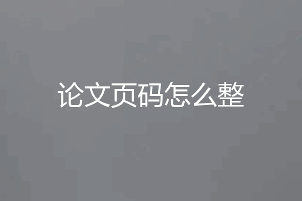 论文页码怎么整