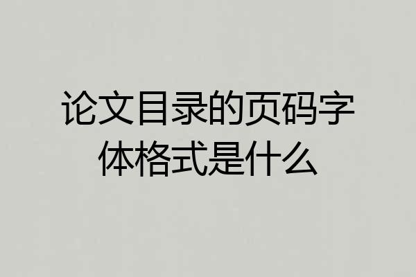 论文目录的页码字体格式是什么