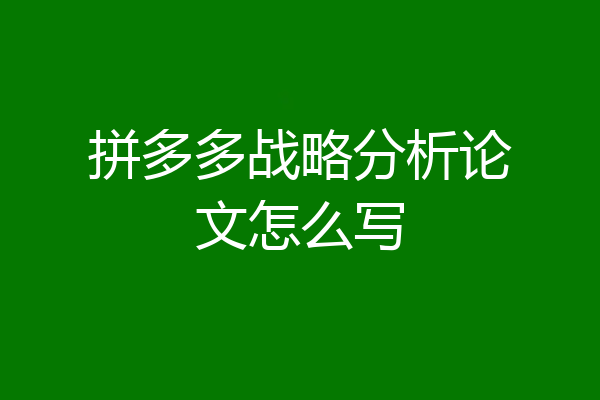 拼多多战略分析论文怎么写