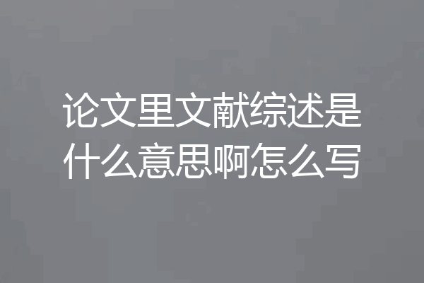 论文里文献综述是什么意思啊怎么写