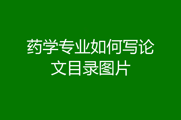 药学专业如何写论文目录图片