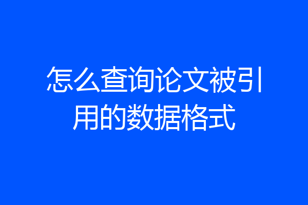 怎么查询论文被引用的数据格式