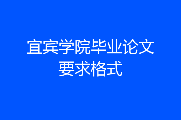 宜宾学院毕业论文要求格式