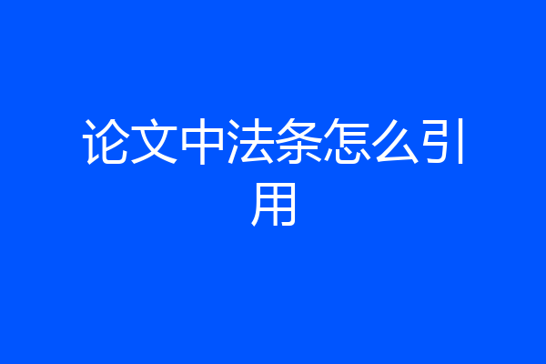 论文中法条怎么引用