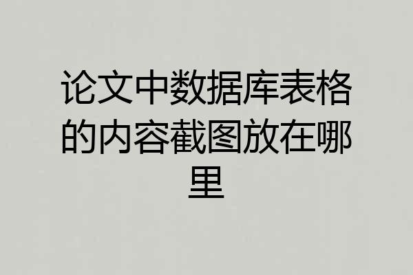 论文中数据库表格的内容截图放在哪里
