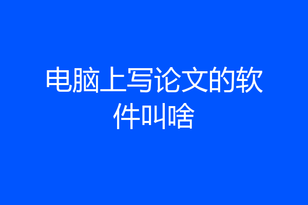 电脑上写论文的软件叫啥