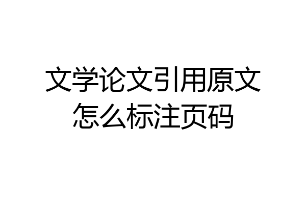 文学论文引用原文怎么标注页码