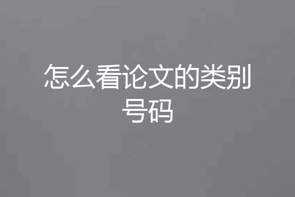 怎么看论文的类别号码