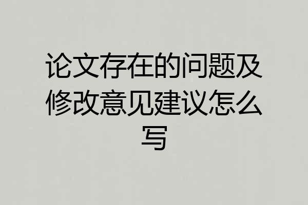 论文存在的问题及修改意见建议怎么写