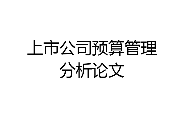 上市公司预算管理分析论文