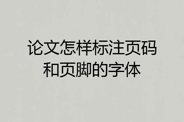 论文怎样标注页码和页脚的字体
