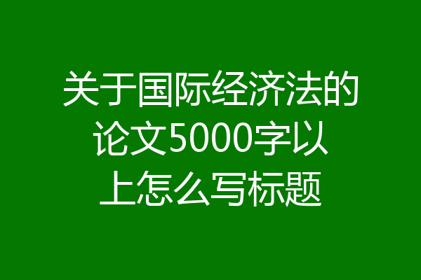 关于国际经济法的论文5000字以上怎么写标题