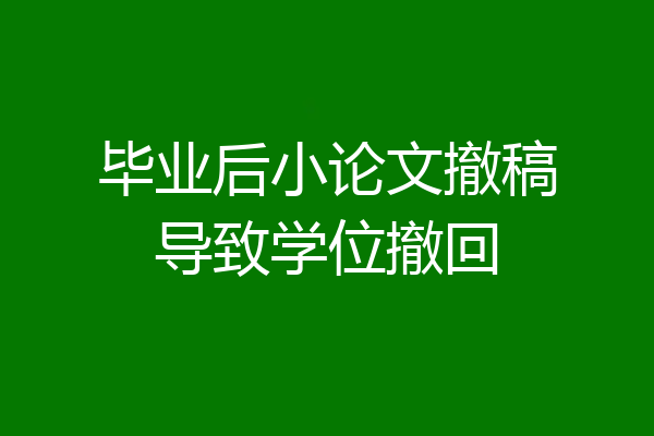 毕业后小论文撤稿导致学位撤回