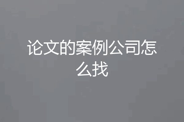 论文的案例公司怎么找