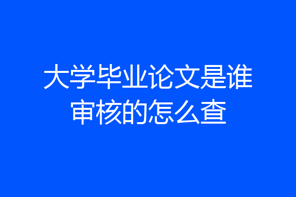 大学毕业论文是谁审核的怎么查