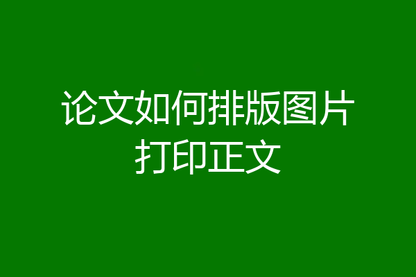 论文如何排版图片打印正文