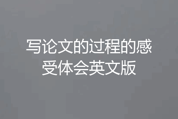 写论文的过程的感受体会英文版