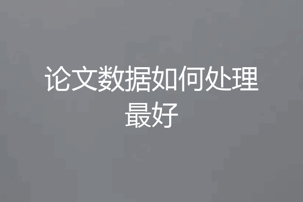论文数据如何处理最好