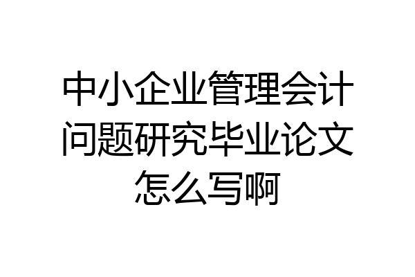 中小企业管理会计问题研究毕业论文怎么写啊