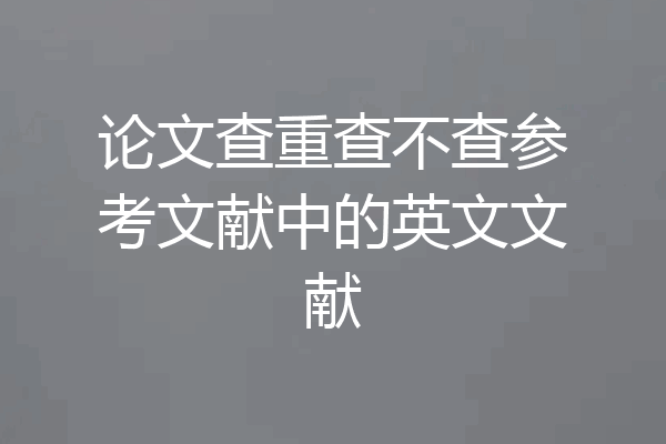 论文查重查不查参考文献中的英文文献