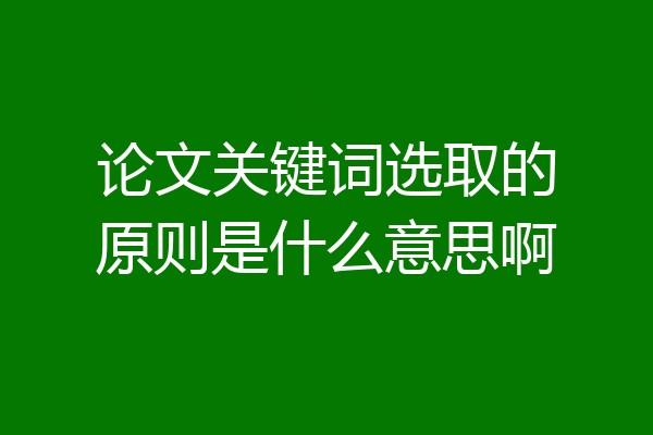 论文关键词选取的原则是什么意思啊