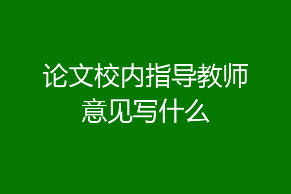 论文校内指导教师意见写什么